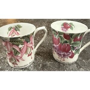 Queens Fine Bone China Flower Mugs X‎ 2 Cloverdale Pearl, Winston Churchill
